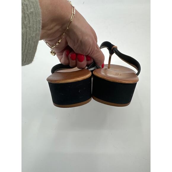 Dune London Women's Jannys Black Leather Sandal Flip Flop Size 37/ US 7 - Picture 3 of 6